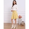 Women's Vintage Plaid A-Line Skirt - Tartan Knee Length Skirt with Elastic Waist Yellow - 2 of 4