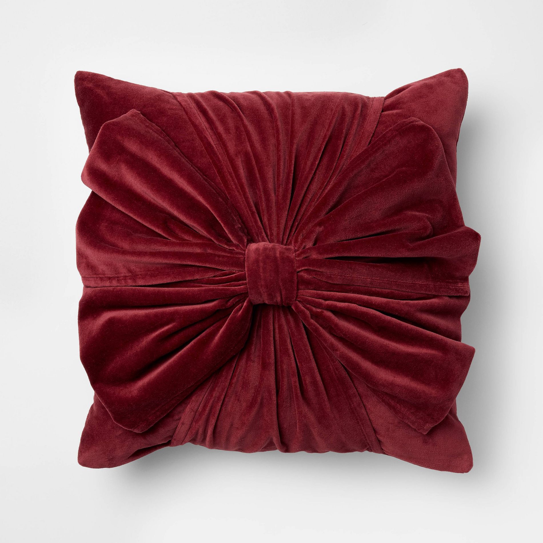 20"x20" Burgundy Bow Pillow - Threshold™ designed with Studio McGee
