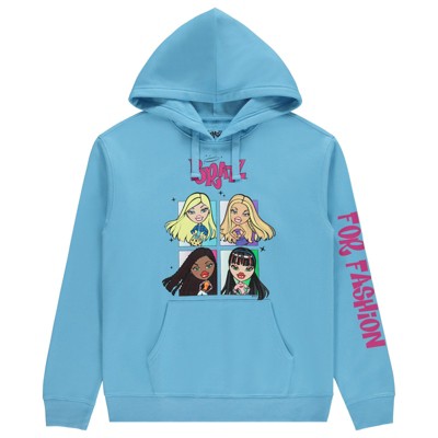 Ladies Bratz Dolls Hoodie Sweatshirt - Yasmin, Cloe, Jade, and Sasha - Bratz 1990's Vintage Throwback Hoodie Sweatshirt