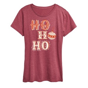 Women's - Instant Message - Christmas Ho Ho Ho Ornament Short Sleeve Graphic T-Shirt - 1 of 4