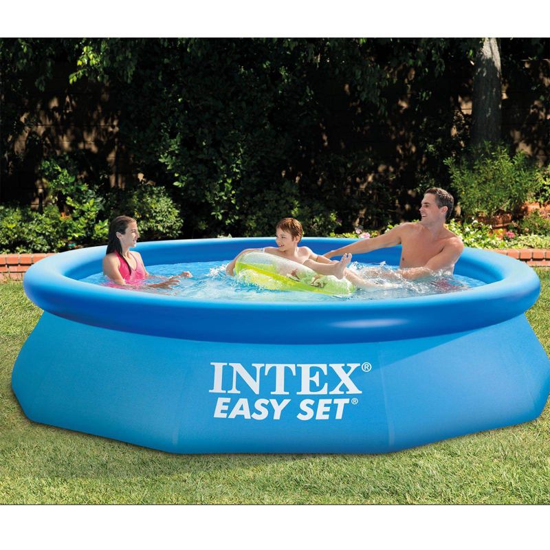 Intex Easy Set 10 Foot x 30 Inch Above Ground Inflatable Round Swimming Pool with 30 Gauge 3 Ply Side Walls and Drain Plug, Blue, 4 of 7