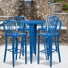 Emma and Oliver Commercial 24" Round Metal Indoor-Outdoor Bar Table Set & 4 Slat Back Stools - 2 of 4