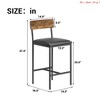 Kitchen Island Bar Stools Set of 2, Counter Height Bar Stools w/Back & Upholstered Wider Seat, Kitchen Barstools with Footrest - 3 of 4