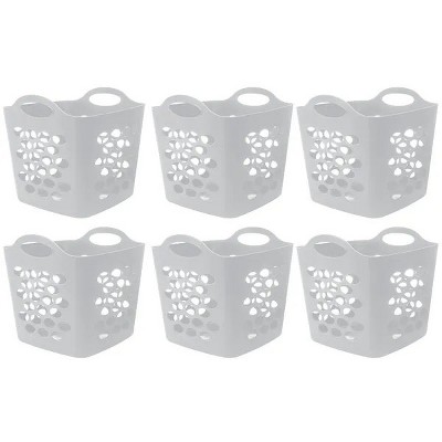 Flexible Plastic Laundry Basket, Arctic White, 6 Pack