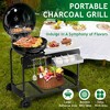 Karl Home Kettle Charcoal Table Cart Grill With Shelves - 3 of 4