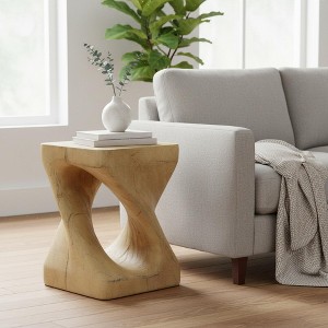 Homy Casa Twist Shape Sculptural Side Table, Magnesium Oxide Accent Table - 1 of 4