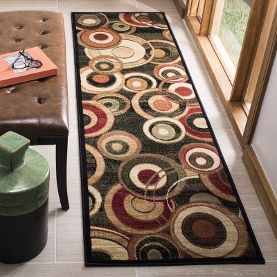 Elegant Lyndhurst Black/Multi Synthetic 2'3" x 16' Runner Rug