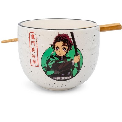 Just Funky Demon Slayer Tanjiro Japanese Dinnerware Set | 16-Ounce Ramen Bowl, Chopsticks