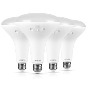 Luxrite BR40 LED Flood Light Bulb, 12W=90W Equivalent, 5CCT 2700K-5000K, Dimmable, 1080 Lumens, UL Listed, E26 Medium Base 4 Pack - 1 of 4