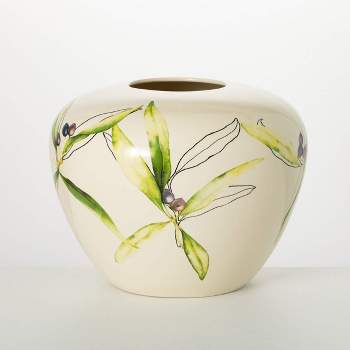 Sullivans 10" Ceramic Olive Print Table Vase