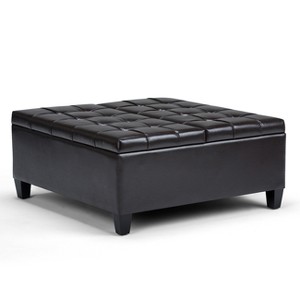 Elliot Coffee Table Storage Ottoman Tanners Brown Faux Leather - Wyndenhall, Adult Unisex