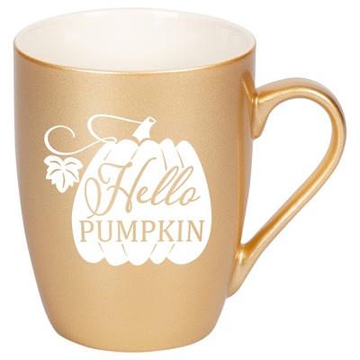 Elanze Designs Hello Pumpkin Vegas Gold 10 ounce New Bone China Coffee Cup Mug