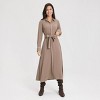 Women's Long Sleeve Midi Shirtdress - A New Day™ Taupe - 4 of 4