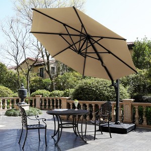 CAVINAS 10 FT Heavy Duty Cantilever Umbrella with Base, Large Square Umbrella for Outdoor Table for Garden - 1 of 4