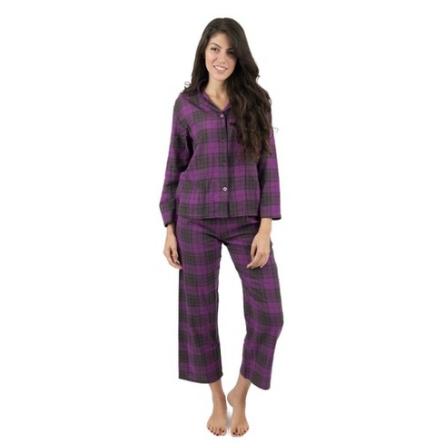 Leveret Womens Two Piece Flannel Pajamas Black & Green Plaid XXL