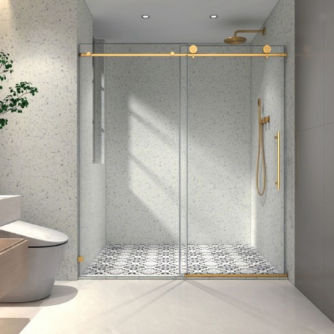 Frameless Shower Door: Fixed and Sliding Panels, 70mm Stainless Pulleys, Soft-Close, Easy-Clean, Safe - image 1 of 4