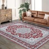 Area Rugs for Living Room, Machine Washable Low-Pile Carpet Rug for Bedroom, Vintage Floral Print Indoor Floor Rug Office Bedside Decor - 2 of 4