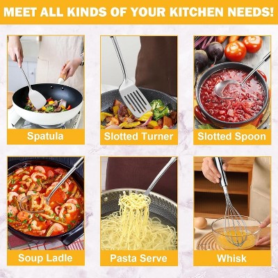 Home Collection Pack of 6 Stainless Steel Kitchen Utensils Set with Hanging Handles — фото 4