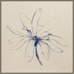 30" x 30" Modern Vintage Floral I Indigo by Avery Tillmon Framed Canvas Wall Art Print - Amanti Art: Lithograph, Polystyrene Frame - 1 of 4