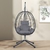 Patio Swing Egg Chair With Stand,Wicker Egg Chair,Hanging Basket Chair,Hammock Chair -Maison Boucle - 2 of 4