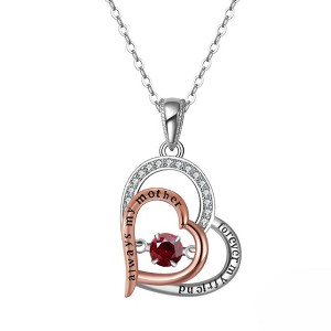 Birthstone Mom Necklace for Mother by Ginger Lyne Sterling Silver Swinging CZ - 1 of 4