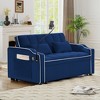Racxily Foldable Double Seat Recliner,Comfortable Velvet Pull-Out Sleeper Sofa Bed with Side Pockets,USB Port,Swivel Phone Stand - 2 of 4