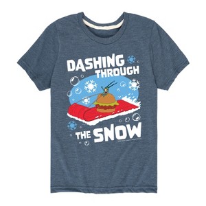 Boys' - SpongeBob SquarePants - Dashing Through The Snow Short Sleeve Graphic T-Shirt - 1 of 4