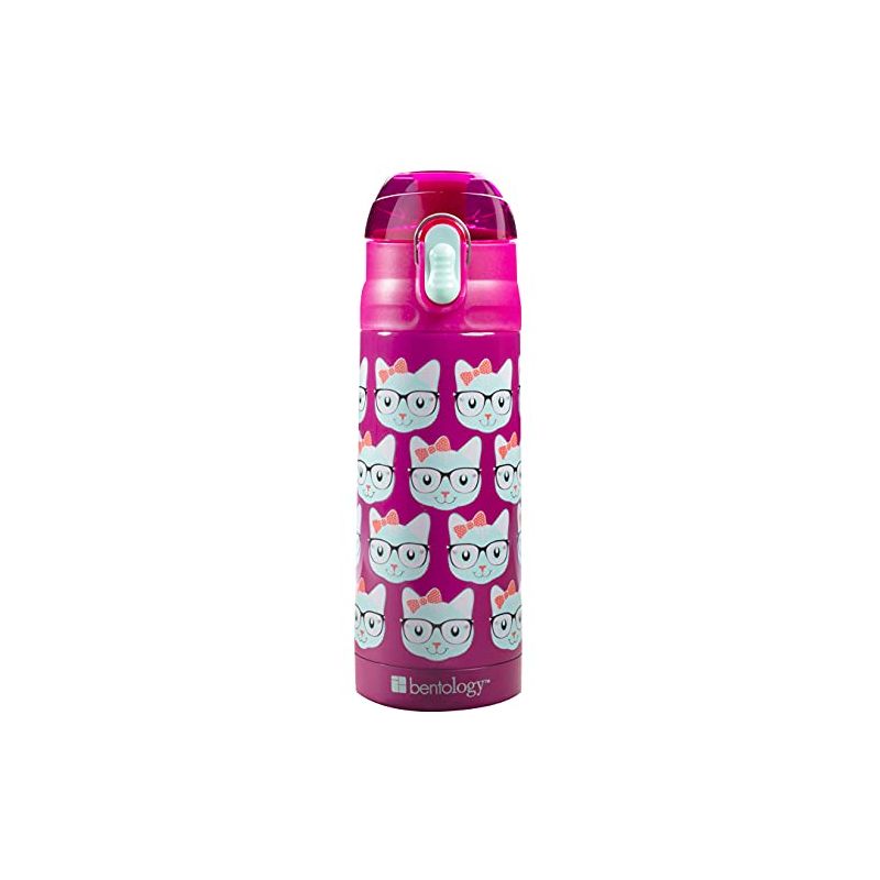 Bentology Stainless Steel 13 oz Kitty Insulated Water Bottle for Girls, 1 of 2
