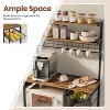 Bakers Rack with Power Outlet, Microwave Stand, Coffee Bar, 4 AC Outlets, with Adjustable Shelves, 8 S-Hooks, Rustic Brown and Ink Black - 3 of 4