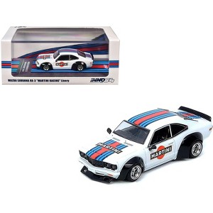 Mazda RX-3 Savanna RHD "Martini Racing Livery" White with Red and Blue Stripes 1/64 Diecast Model Car by Inno Models - 1 of 4