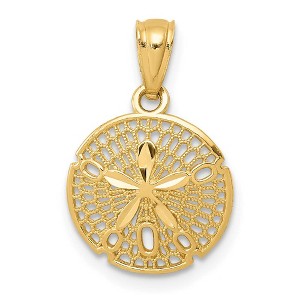 Black Bow Jewelry 14k Yellow or White Gold Filigree Sand Dollar Pendant, 13mm (1/2 Inch) - 1 of 4