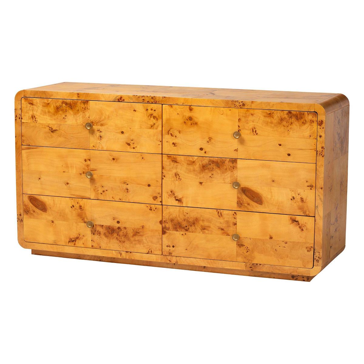 bali & pari Netra Real Burl Wood 6 Drawer Dresser Light Mappa Burl - thumbnail 9