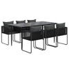 vidaXL Patio Dining Set Black Outdoor Furniture - 63" Table Length 6 Piece Set - 3 of 4