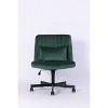 MaseiKar Velvet Office Chair with Cross Legged Design, Memory Foam Seat & Stainless Steel Frame, 320lb Capacity, Green Color, Wheels Included - 3 of 4
