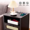 24 Nightstand with USB Ports and Outlets, Rattan Decorated Doors & Open Shelf, Boho Side, Cane Accent Bedside End Table for Bedroom Living Room - 3 of 4