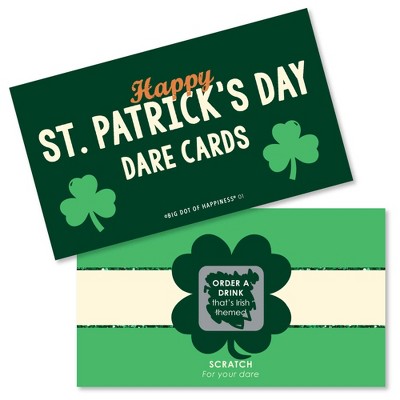 Big Dot of Happiness St. Patrick's Day - Saint Patty's Day Party Game Scratch Off Dare Cards - 22 Count