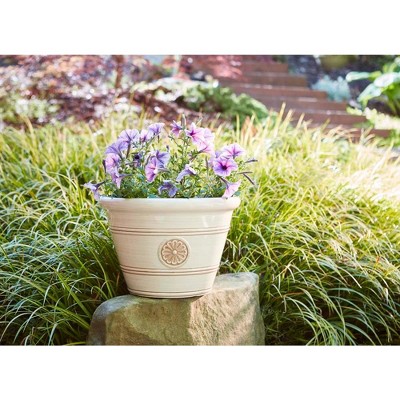 Ivory 17.25" Modesto Resin Planter with Floral Design