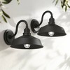 Franklin Iron Works Arnett Rustic Industrial Farmhouse Outdoor Barn Light Fixtures Set of 2 Black Gooseneck 10 1/2" for Exterior Deck House Porch Yard - 2 of 4