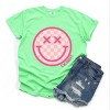 Simply Sage Market S.W.Smiley Pink Checker Smiley Face Garment Dyed Tee - 3 of 4