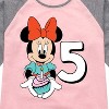 Girls' - Disney - Minnie Birthday 5 Shirt Tail Raglan Graphic T-shirt - 2 of 3