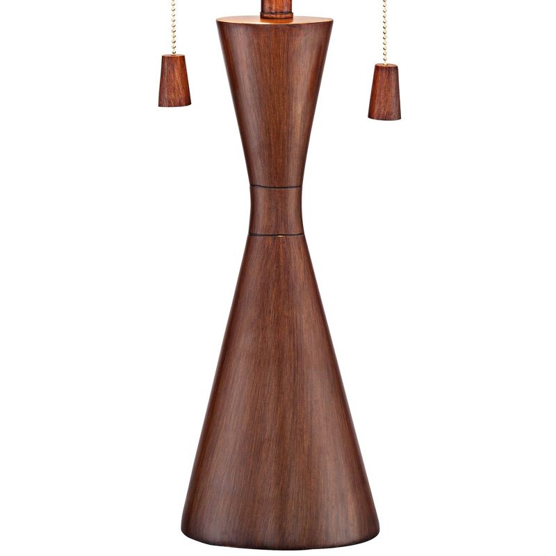 360 Lighting Omar Modern Modern Mid Century Table Lamps 28 3/4" Tall Set of 2 Brown Wood Oatmeal Tapered Drum Shade for Bedroom Living Room Bedside, 5 of 7