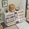 Racxily 51.2" Rattan Locker with 9 Drawers – Golden Metal Handles, Natural Storage Cabinet for Kitchen/Living Room/Bedroom,White - 2 of 4