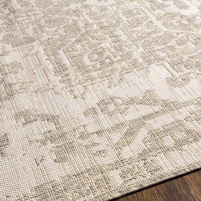 Gray and Light Beige Polypropylene Square Area Rug 6'7"