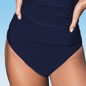 Women's Chic Dark Navy Blue Mid-Rise Swimwear Bottoms - Cupshe - 1 of 4
