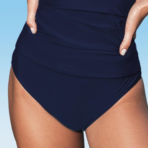 Women's Chic Dark Navy Blue Mid-Rise Swimwear Bottoms - Cupshe - image 1 of 4