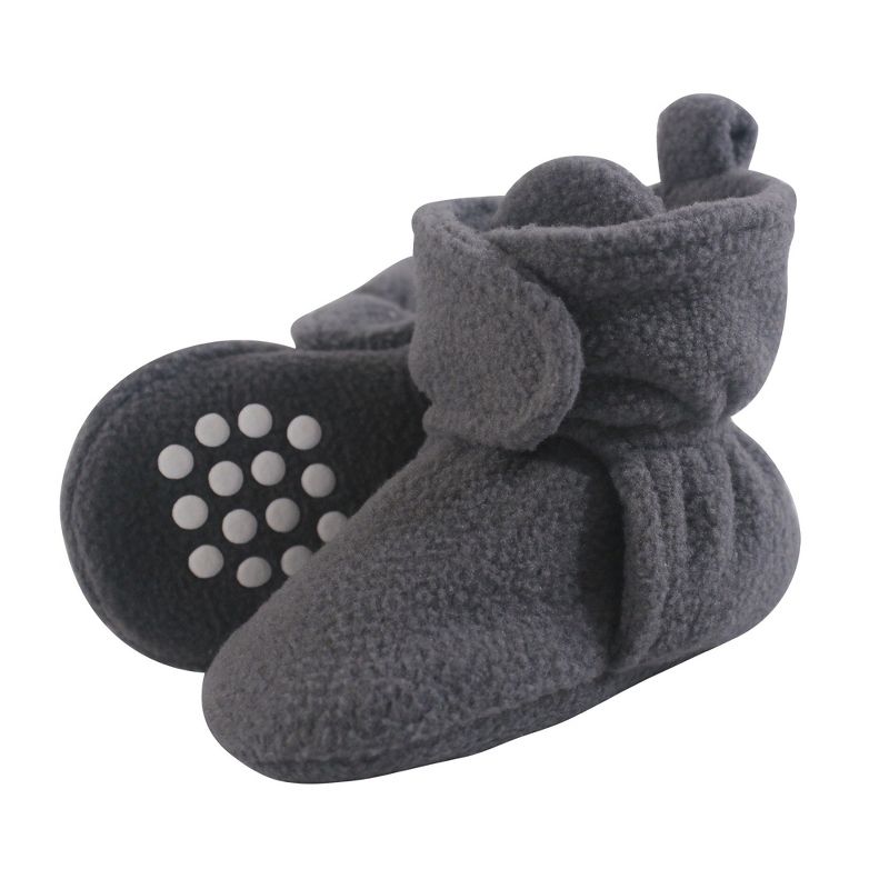 Luvable Friends Baby and Toddler Cozy Fleece Booties, Charcoal, 1 of 4