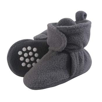 Luvable Friends Baby and Toddler Cozy Fleece Booties, Charcoal