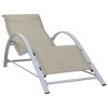 vidaXL Patio Lounge Chair Porch Poolside Sunbed Backyard Sunlounger Textilene - Cream - 2 of 4