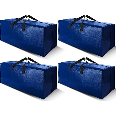 4 Pack Heavy Duty Extra Large Moving Bags with Backpack Straps - Strong Handles & Zippers, Storage Totes  (X-Large-Set of 4, Blue