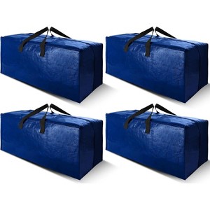 4 Pack Heavy Duty Extra Large Moving Bags with Backpack Straps - Strong Handles & Zippers, Storage Totes  (X-Large-Set of 4, Blue - 1 of 1